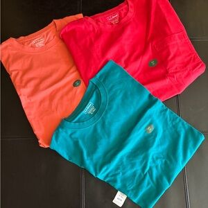 L.L. Bean Short Sleeve Tees - Red, Orange, and Blue